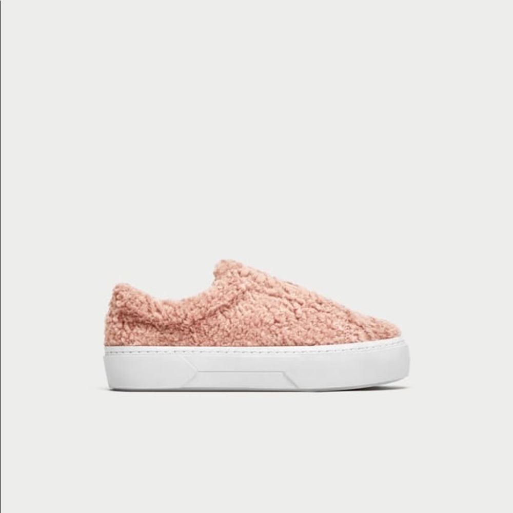 NWT Zara Platform Plimsolls with Faux Fur Sz 7.5 - Picture 4 of 6